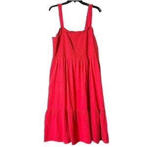 Nwot Gap Red Gauze Dress XXL Plus Size Midi Beachy Boho Indie Summer Airy